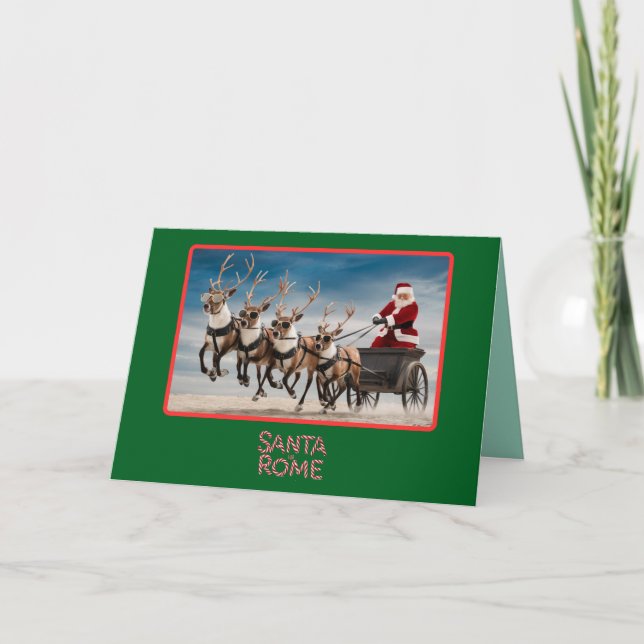 Carte de Noël drôle de Père Noël à Rome (Devant)