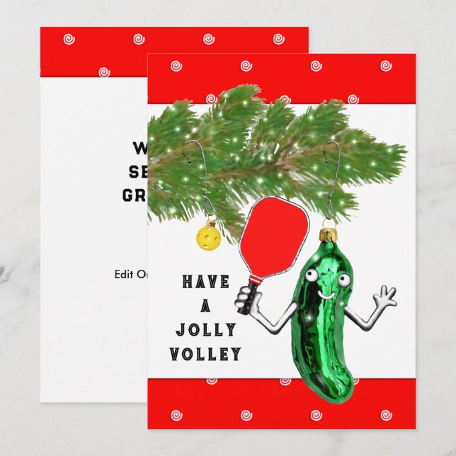 Carte de Noël drôle de Pickleball (Devant / Derrière)