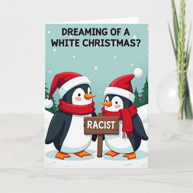 Carte de Noël drôle de pingouin blanc (Devant)