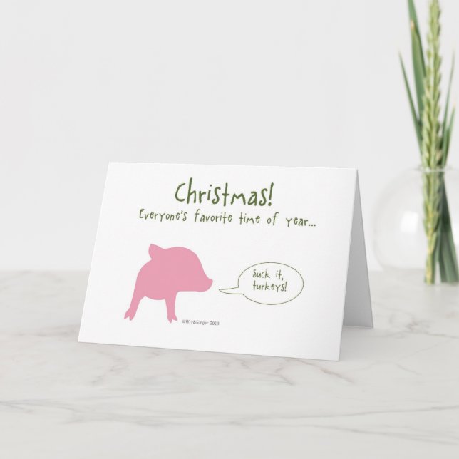 Carte de Noël drôle de porc (Devant)
