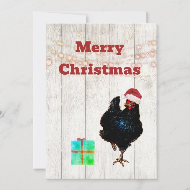 Carte de Noël drôle de poulet pour les fêtes de fi (Devant)