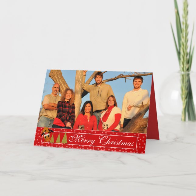 Carte de Noël drôle de Renne de Noël Rouge (Devant)