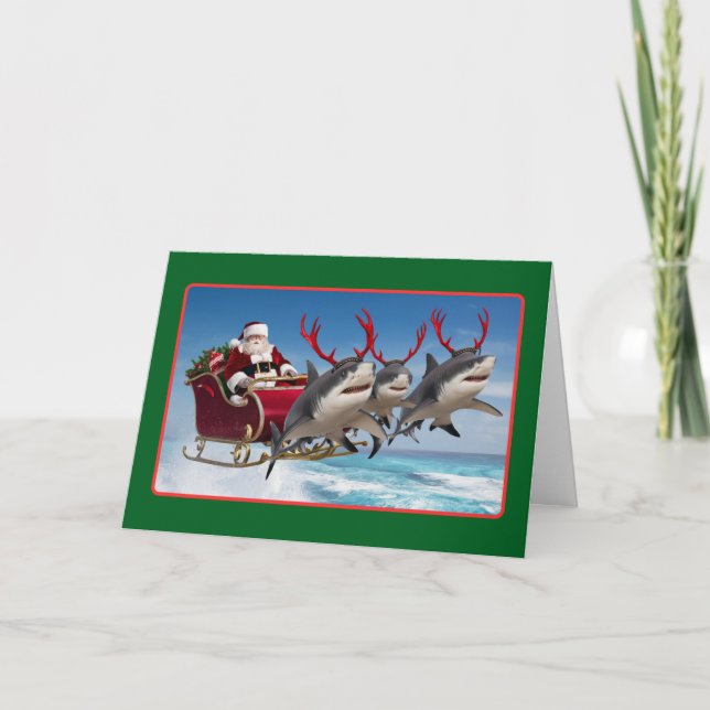 Carte de Noël drôle de requin (Devant)