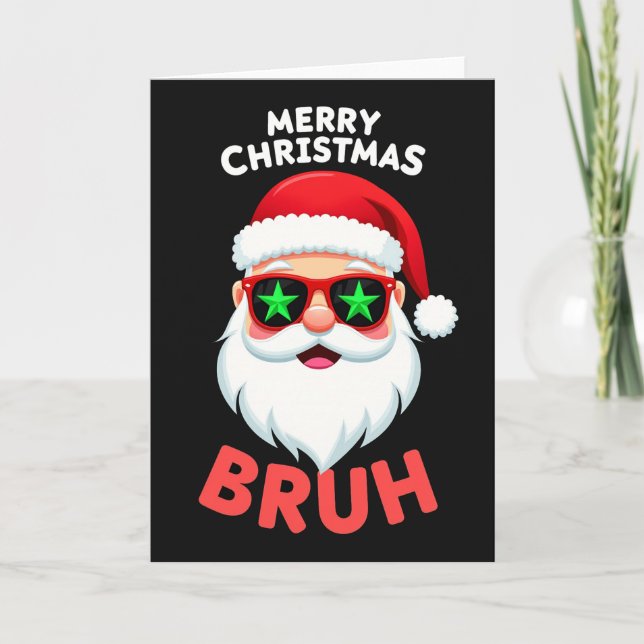 Carte de Noël drôle de Santa Claus Bruh Meme (Devant)