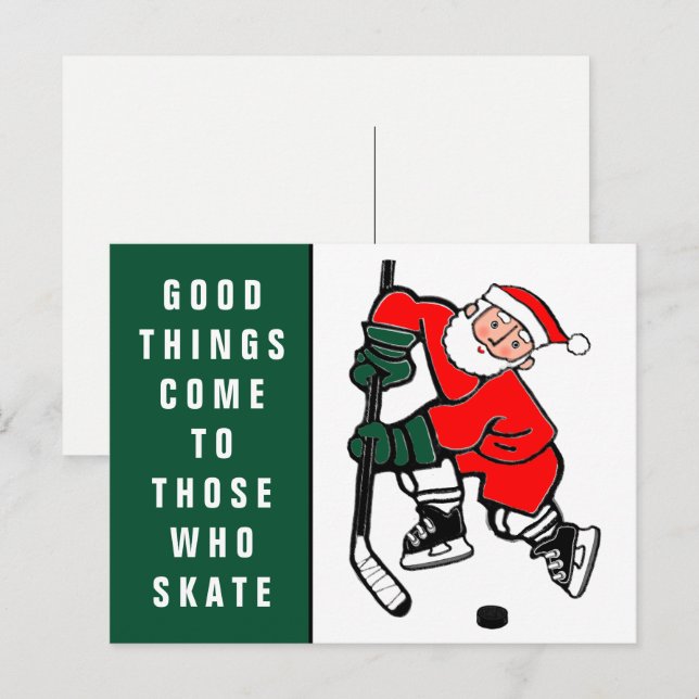 Carte de Noël drôle de vacances de hockey (Devant / Derrière)