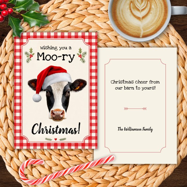Carte de Noël drôle de vache Joyeux Noël (Créateur téléchargé)