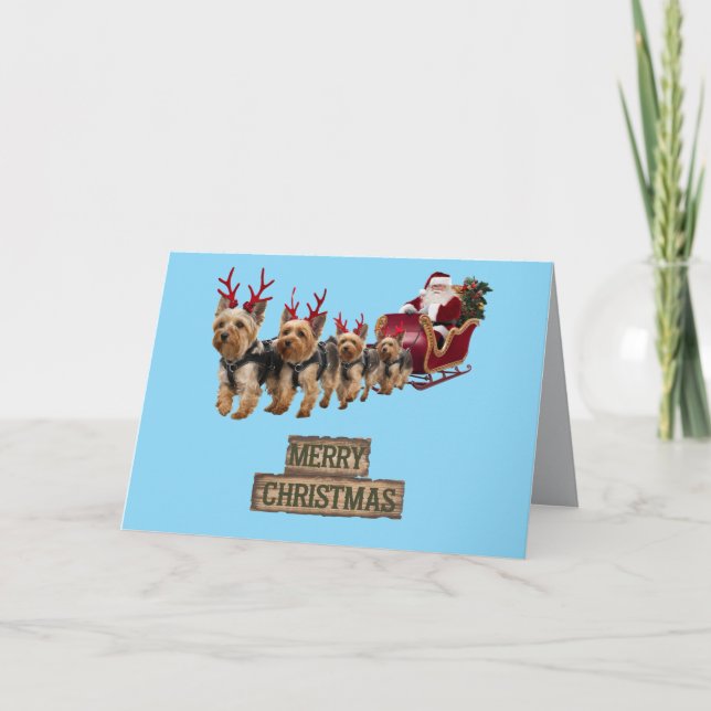 Carte de Noël drôle de Yorkie (Devant)