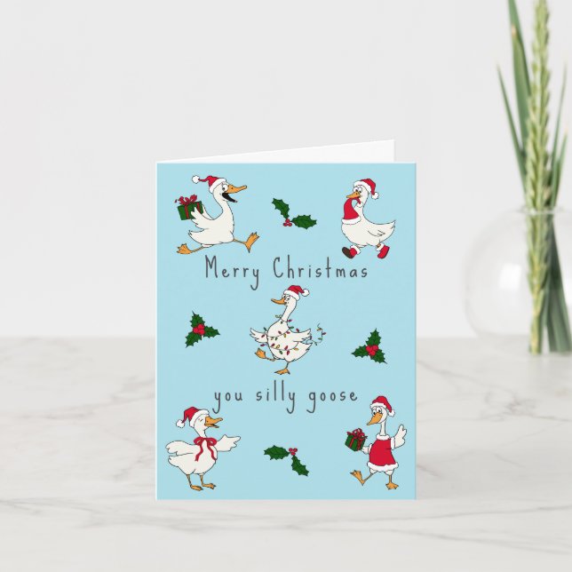 Carte de Noël drôle d'oie ridicule (Devant)