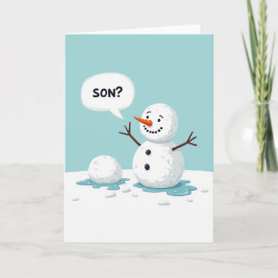 Carte de Noël drôle du bonhomme de neige fils qui 