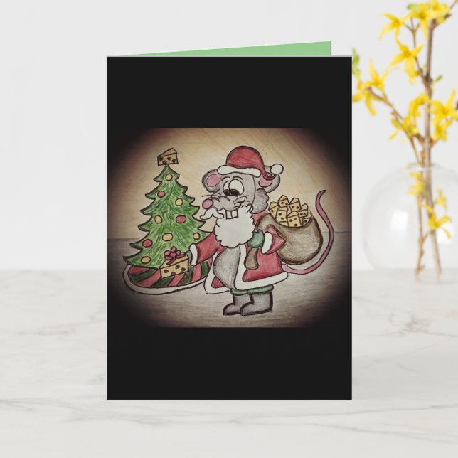 Carte de Noël drôle et ringarde du Père Noël (Fleur jaune)