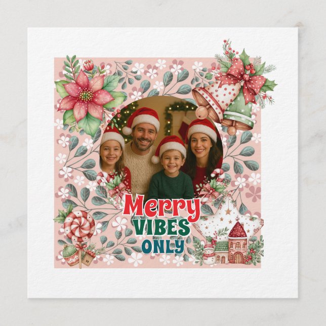 Carte de Noël drôle - Merry Vibes Only  (Devant)