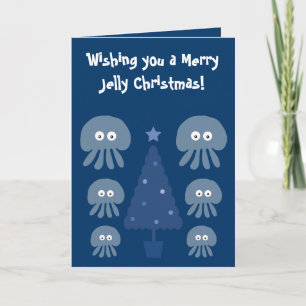 Carte de Noël Drôle, Mignonne et Quirky Blue Jelly