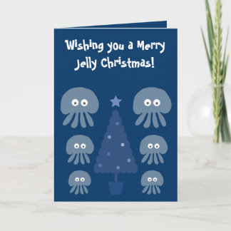 Carte de Noël Drôle, Mignonne et Quirky Blue Jelly