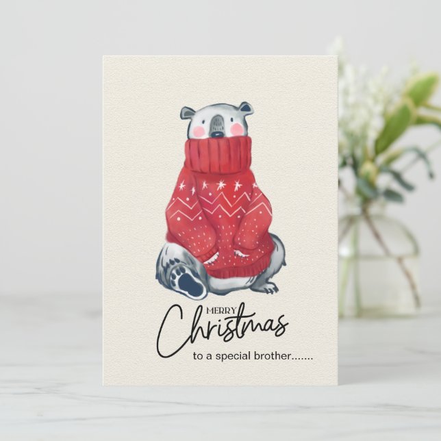 Carte de Noël drôle, Noël frère drôle  (Debout devant)