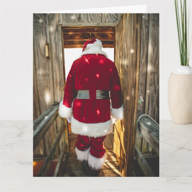 CARTE DE NOËL DRÔLE PÈRE NOËL EST DE RETOUR (Devant)