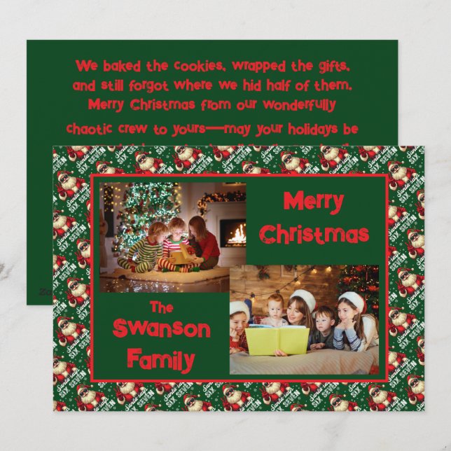 Carte de Noël drôle personnalisée avec message de  (Devant / Derrière)