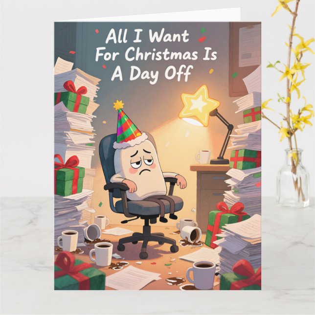 Carte de Noël drôle pour le bureau Tout ce que je  (Fleur jaune)