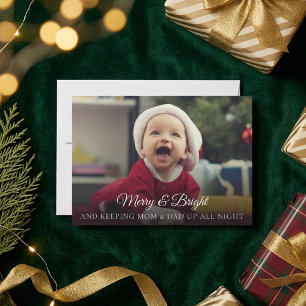 Carte de Noël drôle pour nouveau bébé à budget