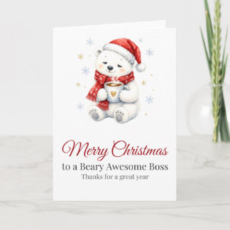 Carte de Noël drôle pour un patron Beary Awesome