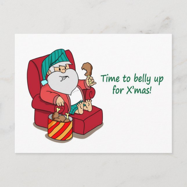 Carte de Noël drôle : Santa se muscle (Devant)