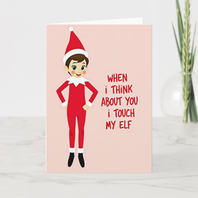 Carte de Noël drôle Touch My Elf (Devant)