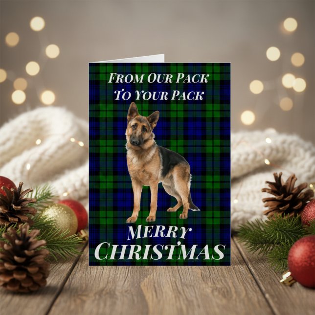 Carte de Noël du berger allemand Tartan (German Shepherd Tartan Christmas Card)