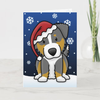 Carte de Noël du berger australien Kawaii Tri
