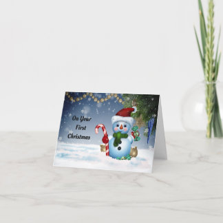 Carte de Noël du bonhomme de neige