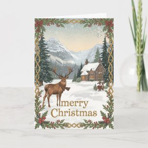 Carte de Noël du cerf celtique de montagne
