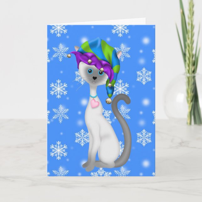 Carte de Noël du chat Elf Cute (Devant)