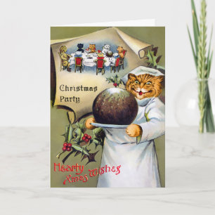 Carte de Noël du chef de chat victorien
