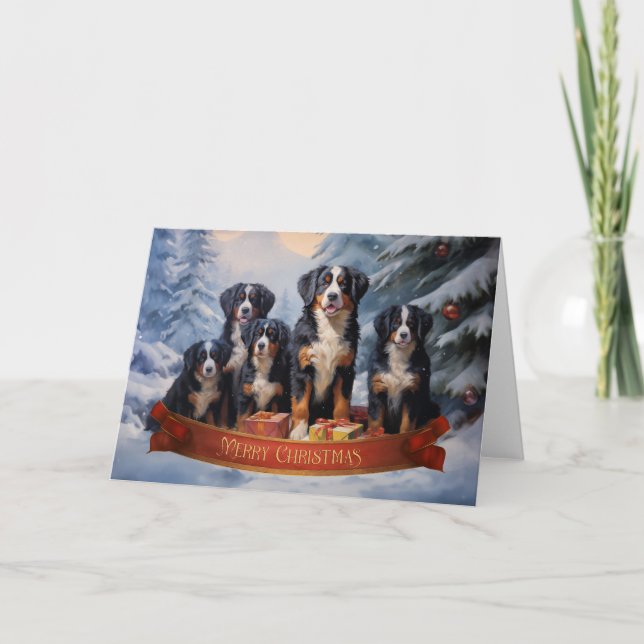 Carte de Noël du chien de montagne bernois (Devant)