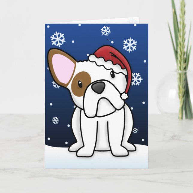 Carte de Noël du chien de taureau de Kawaii (Devant)