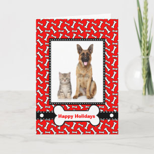 Carte de Noël du chien et chat de famille