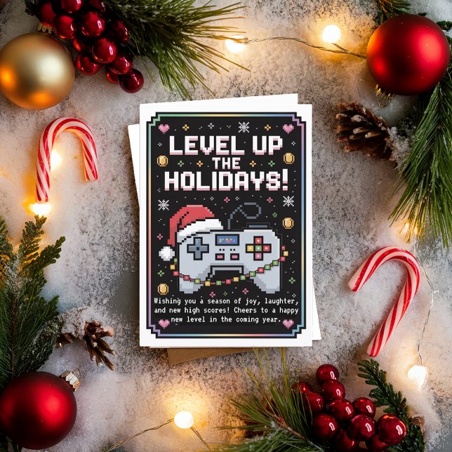 Carte de Noël du joueur de jeux d'aquarelle (Créateur téléchargé)