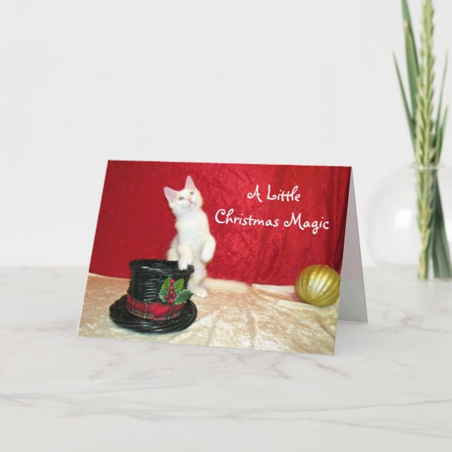 Carte de Noël du Maine Coon Casquette magique de B (Devant)