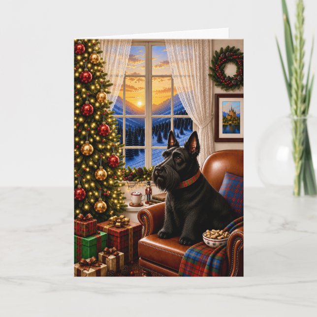 Carte de Noël du matin de Noël,Terrier Écossais (Devant)