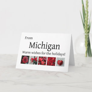 Carte de Noël du Michigan avec ornements