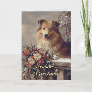 Carte de Noël du mignon chien Collie