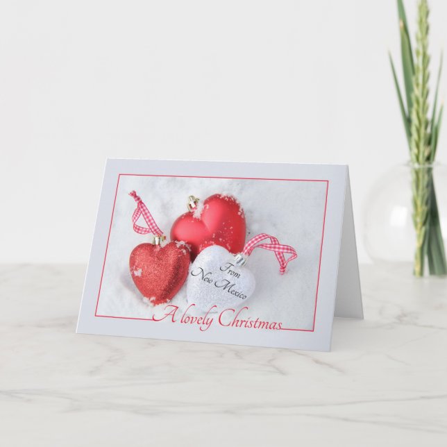 Carte de Noël du Nouveau-Mexique avec ornements (Devant)