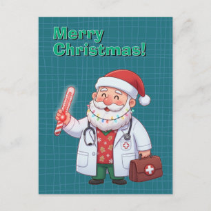 Carte de Noël du Père Noël docteur en médecine