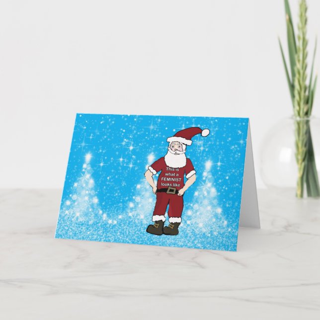 Carte de Noël du Père Noël féministe (Devant)