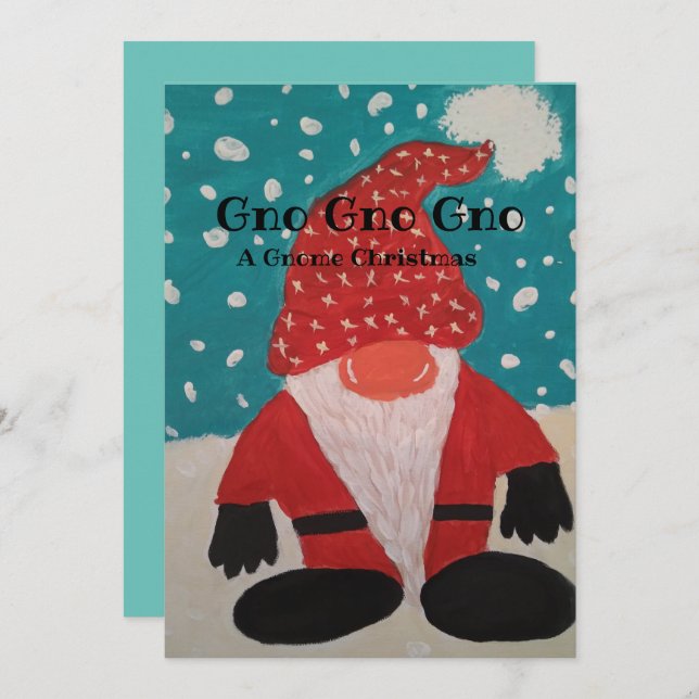 Carte de Noël du Père Noël gnome (Devant / Derrière)