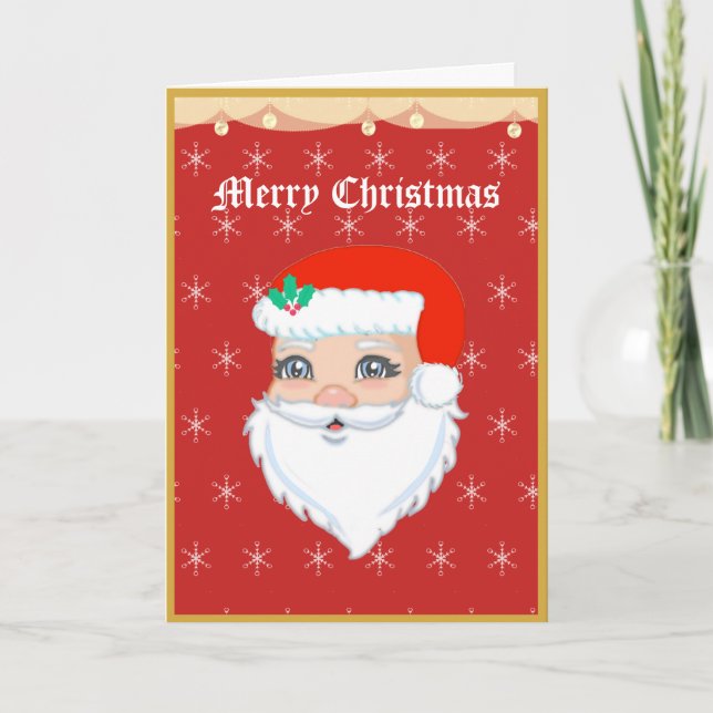 Carte de Noël du Père Noël heureux (Devant)