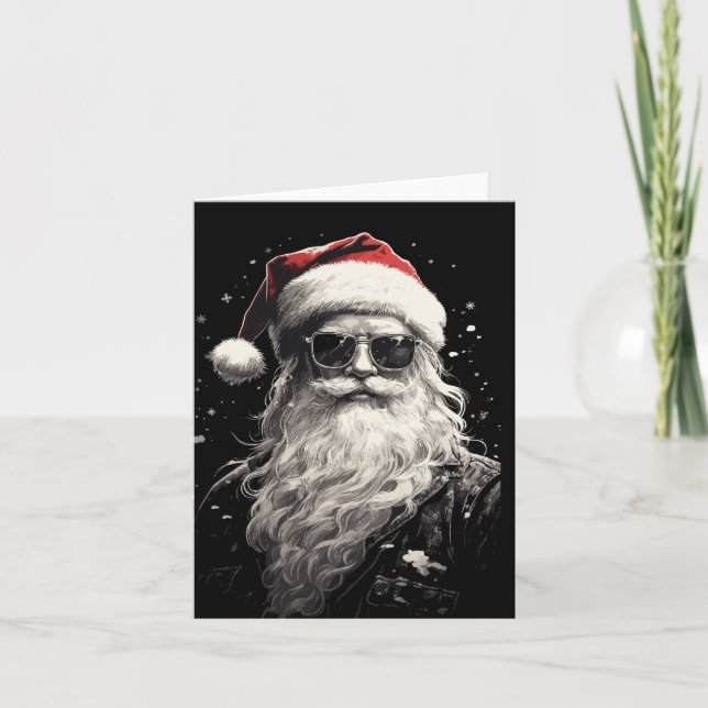 Carte de Noël du Père Noël pliée cool (Devant)