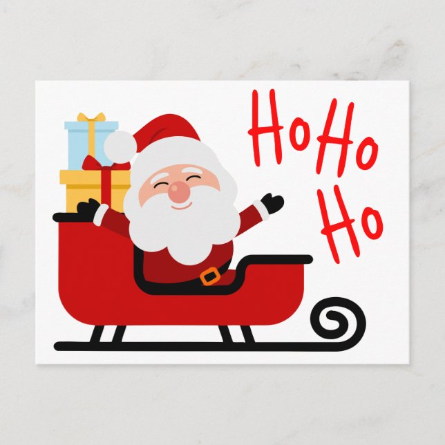 Carte de Noël du Père Noël qui rit joyeusement (Devant)