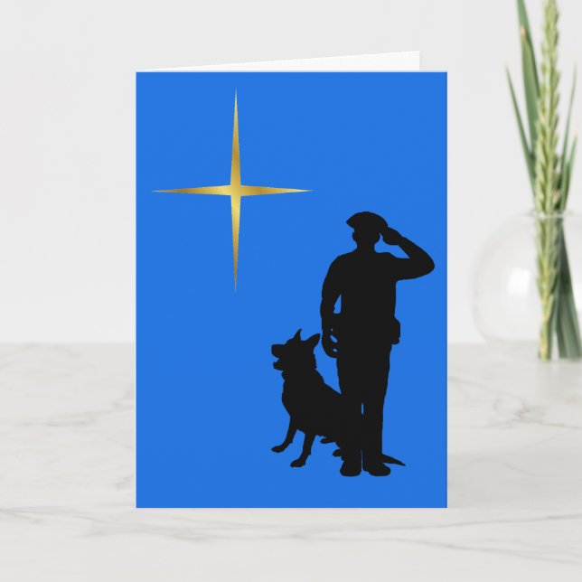 Carte de Noël du policier K-9 Chien Silhouette (Devant)