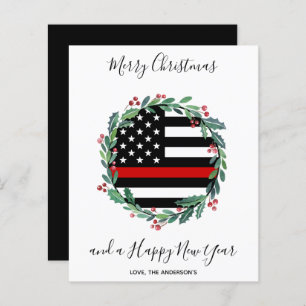 Carte de Noël du pompier Mince Red Line Budget