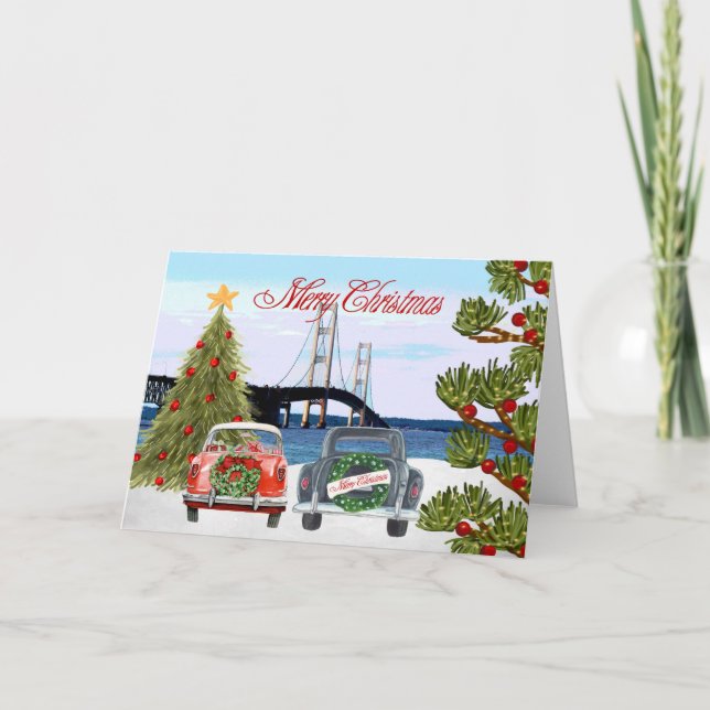 Carte de Noël du pont Mackinac (Devant)