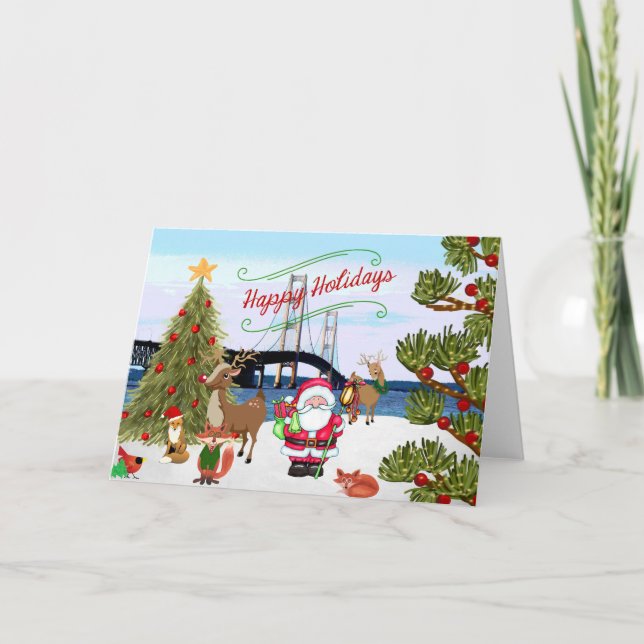 Carte de Noël du pont Mackinac (Devant)